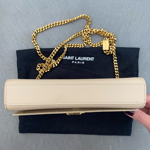 Kate Small YSL Monogram Crossbody Bag on Chain Beige leather - Picture 4 of 5